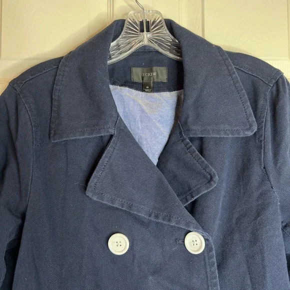 J.Crew Heavyweight Cotton Twill Pea Coat Navy Jacket‎ Size 10 - Picture 8 of 14